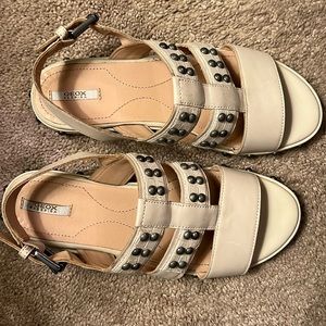 GEOX Respira Leather Studded Sandals